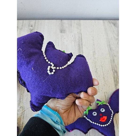 Shabby Chic plush girl bat queen Halloween luau necklace glitter rhinestone deco - Picture 8 of 11